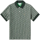 Lacoste Men's Geometric Monogram Polo Shirt in Green/Wood Shaving