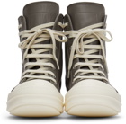 Rick Owens Grey Calfskin High Sneakers