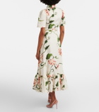 Leo Lin Becca belted floral linen-blend shirt dress