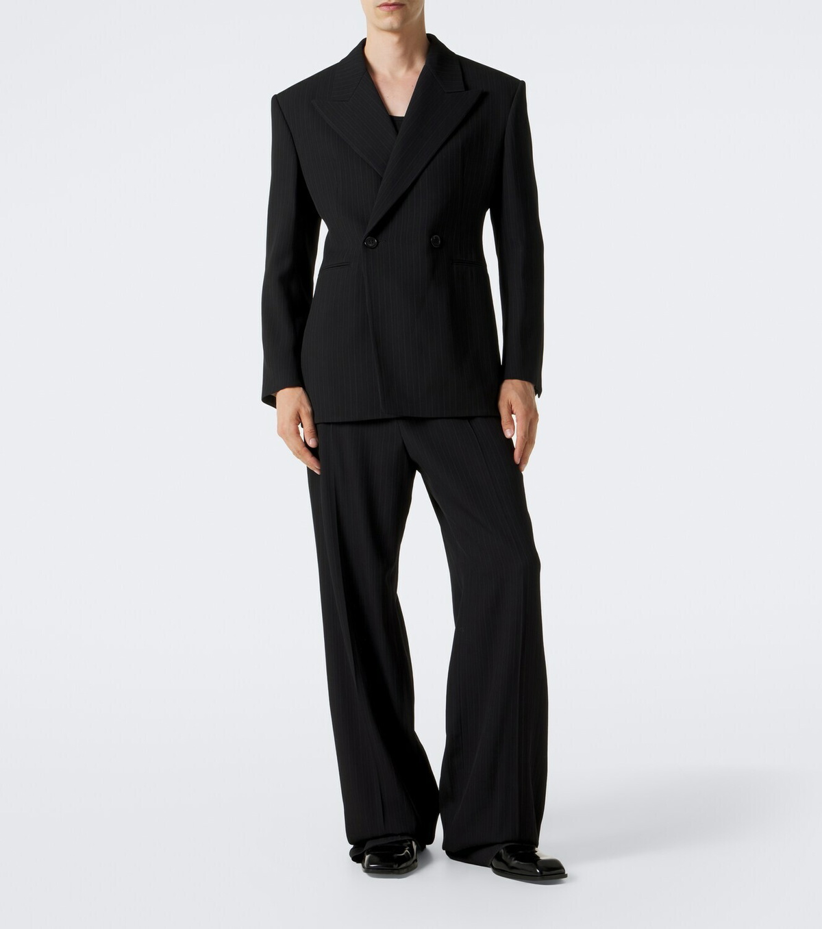 Saint Laurent Chalk stripe wool-blend grain de poudre blazer