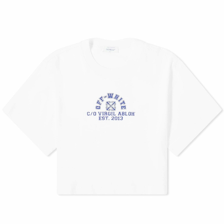 Photo: Off-White Women's Crackled Est Crop T-Shirt in White