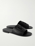 Dolce&Gabbana - Logo-Embossed Cutout Leather Slides - Black