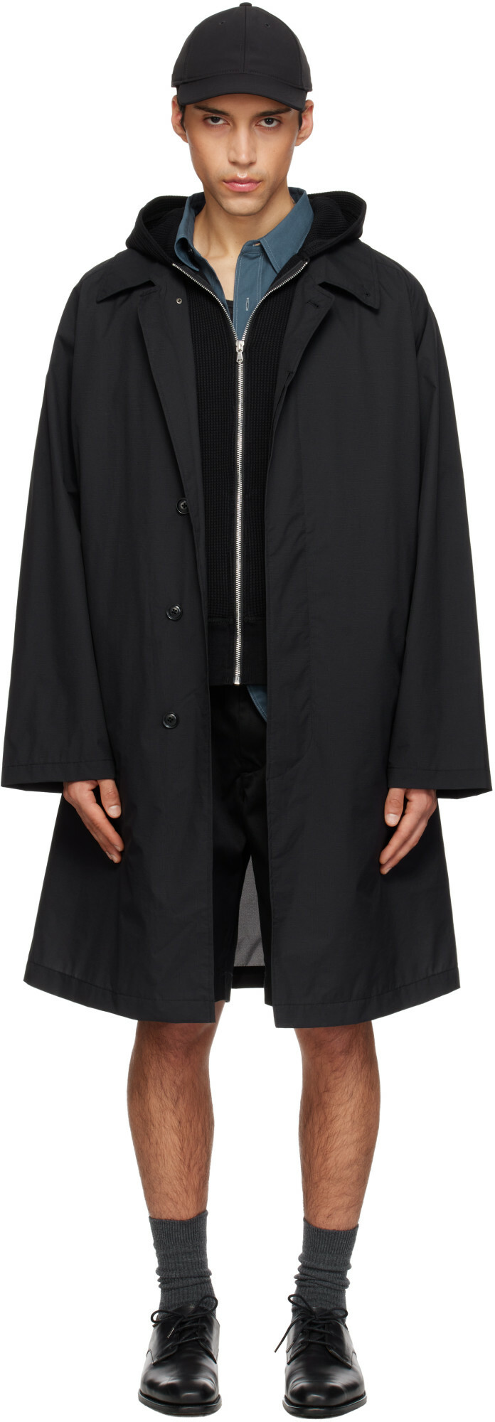 nanamica Black Packable Balmacaan Coat