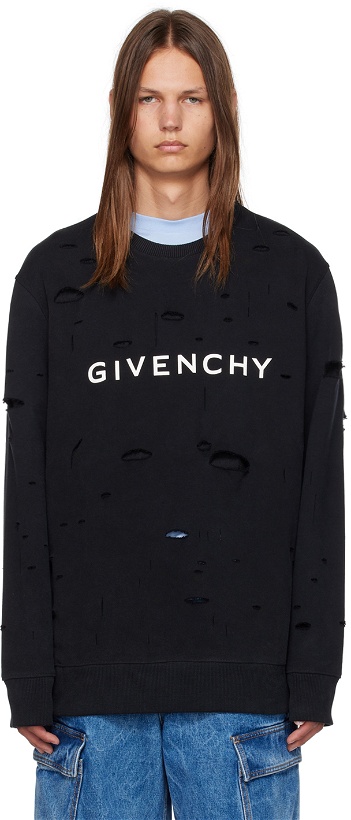 Photo: Givenchy Black Distressed Sweatshirt