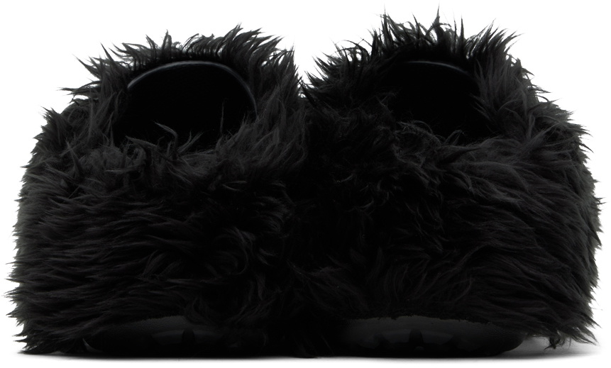 Balenciaga Black Crocs Edition Fake Fur Mules Balenciaga