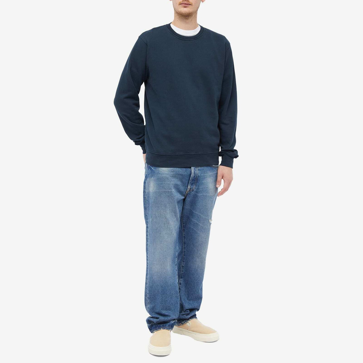 Colorful Standard Men's Classic Organic Crew Sweat in Navy Blue