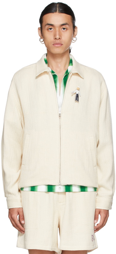 Photo: Bode Off-White Basket Weave Zip-Up Jacket