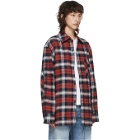 Acne Studios Red and Blue Flannel Patch Shirt