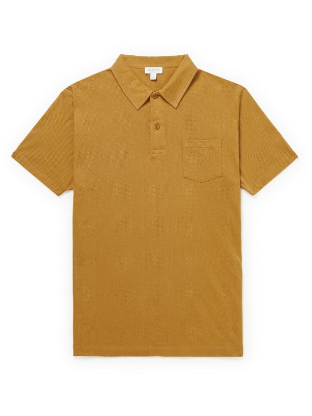 Photo: SUNSPEL - Riviera Slim-Fit Cotton-Mesh Polo Shirt - Yellow