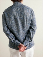 Brunello Cucinelli - Button-Down Collar Paisley-Print Linen-Chambray Shirt - Blue