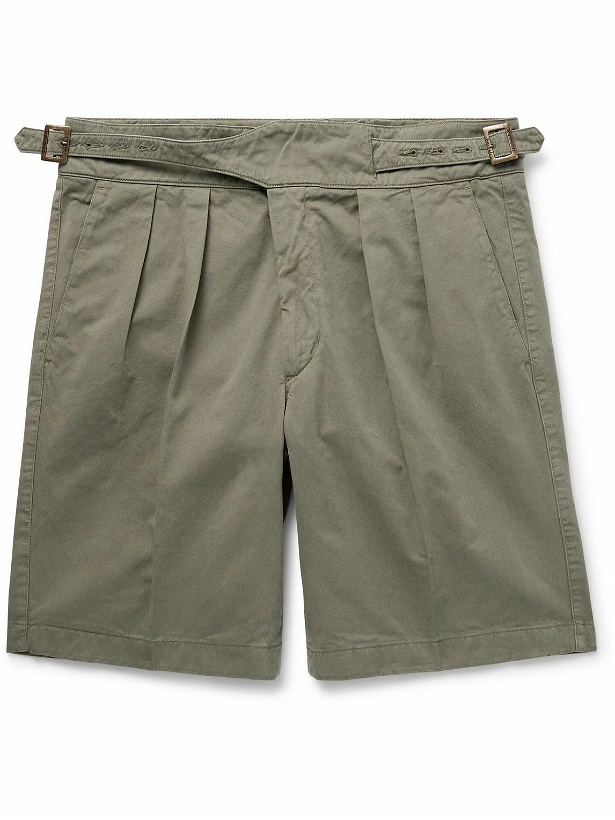 Photo: Rubinacci - Manny Straight-Leg Pleated Cotton Shorts - Green