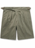 Rubinacci - Manny Straight-Leg Pleated Cotton Shorts - Green