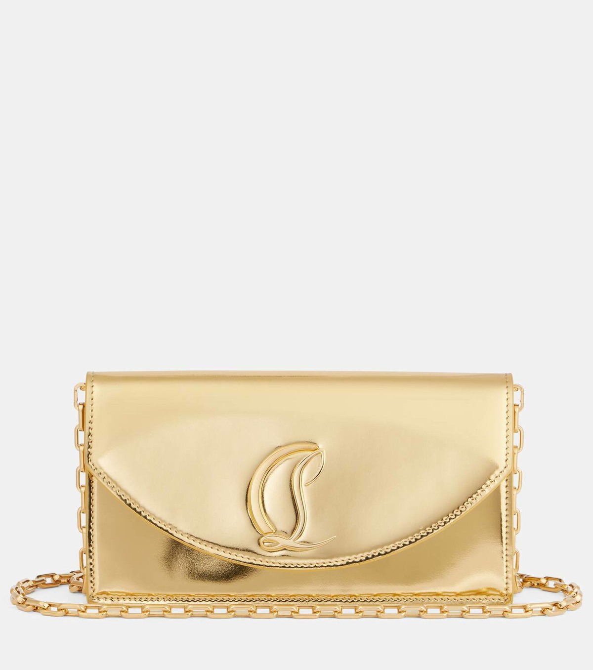 Christian Louboutin Loubi54 mirrored leather clutch Christian