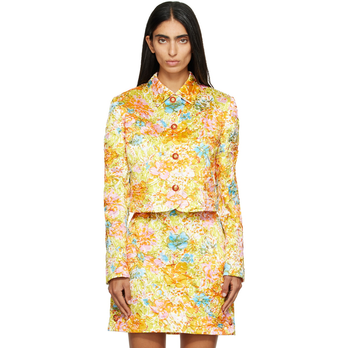 Versace Multicolor Printed Silk Duchesse Jacket