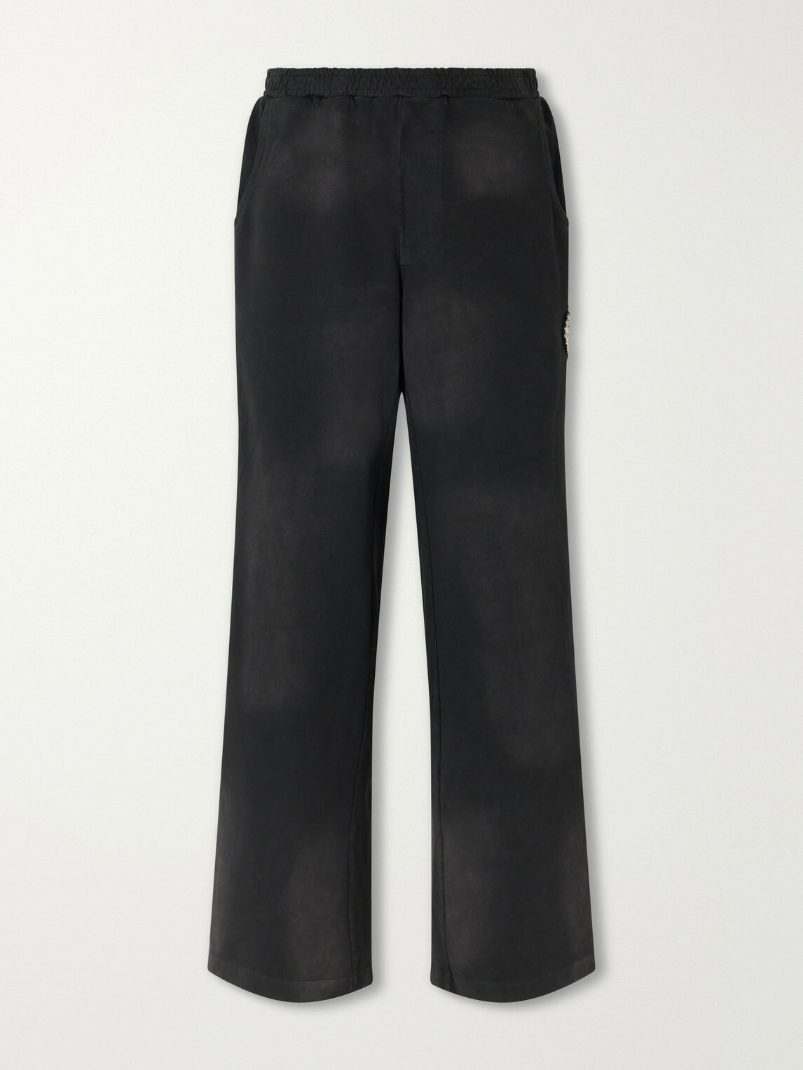 424 - Straight-Leg Distressed Striped Cotton-Jersey Sweatpants - Black