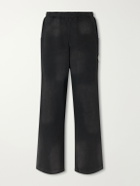 424 - Straight-Leg Distressed Striped Cotton-Jersey Sweatpants - Black