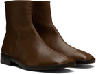 LEMAIRE Brown Piped Zipped Boots