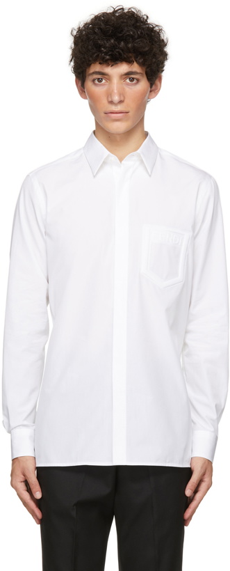 Photo: Fendi White Poplin Trompe L'Oeil Shirt