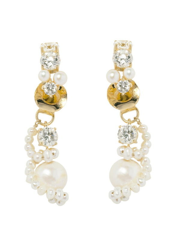 Photo: Completedworks Pearl and Zirconia-embellished 18kt Gold Vermeil Earrings - One Size