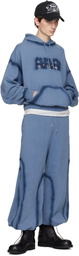 AVAVAV Blue Shoulderless Logo Hoodie