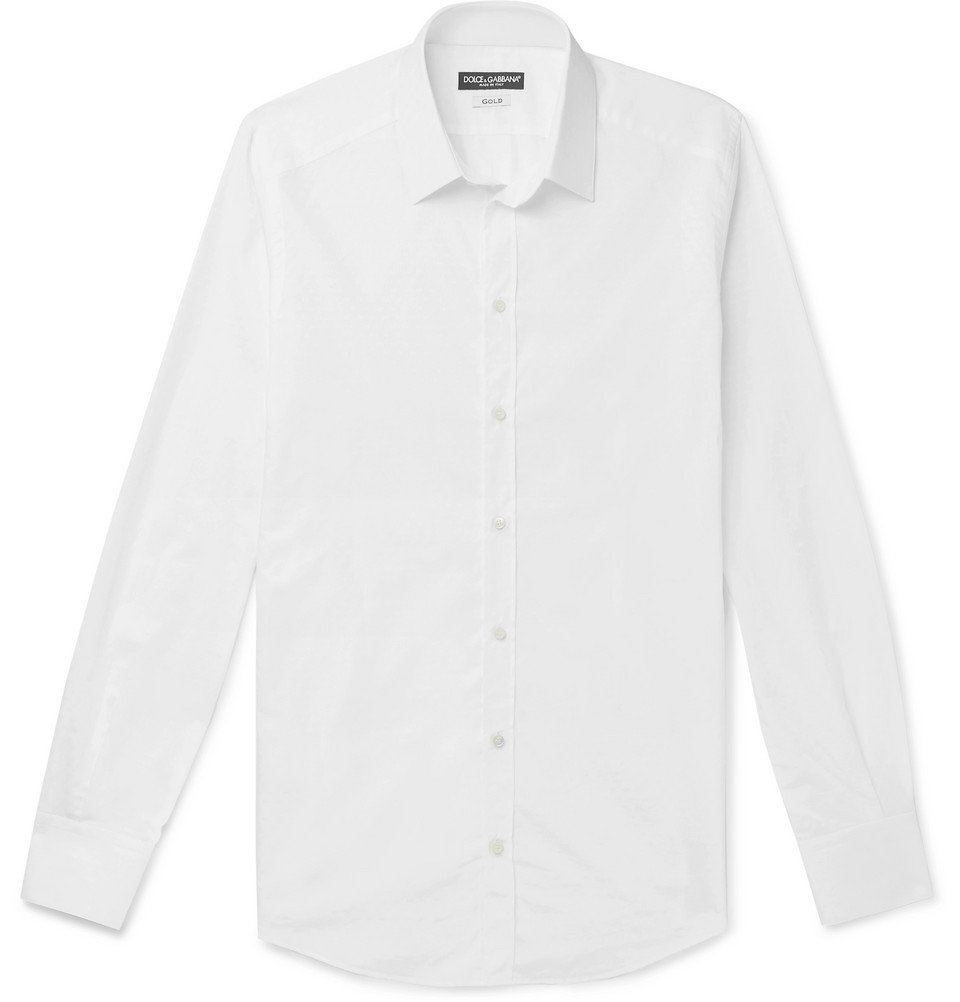 Dolce & Gabbana - Slim-Fit Logo-Jacquard Cotton-Poplin Shirt - White ...