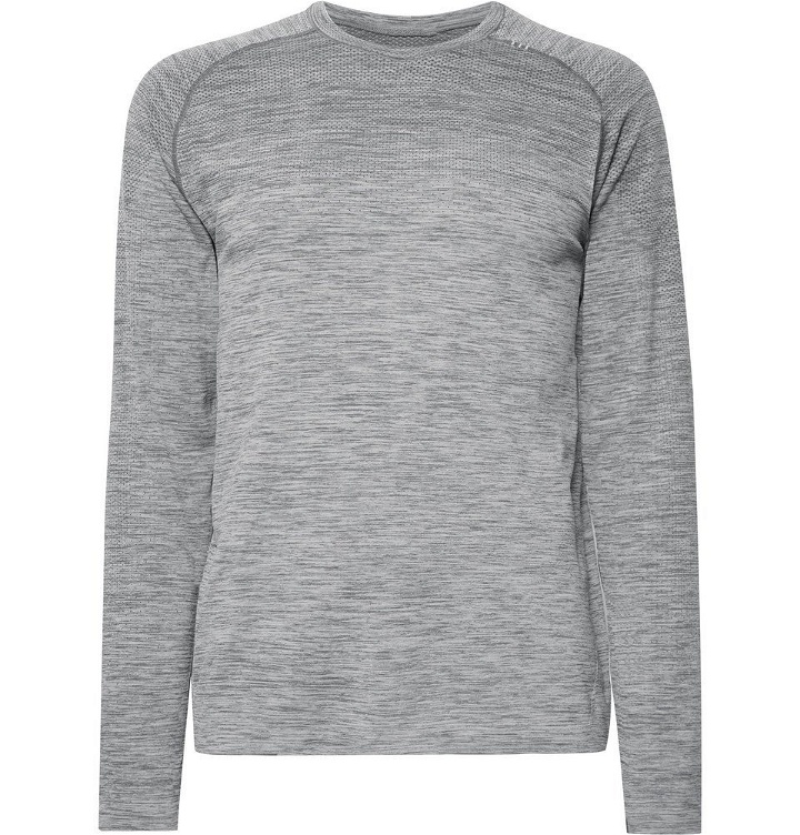 Photo: Lululemon - Metal Vent Tech Mélange Stretch-Jersey T-Shirt - Gray