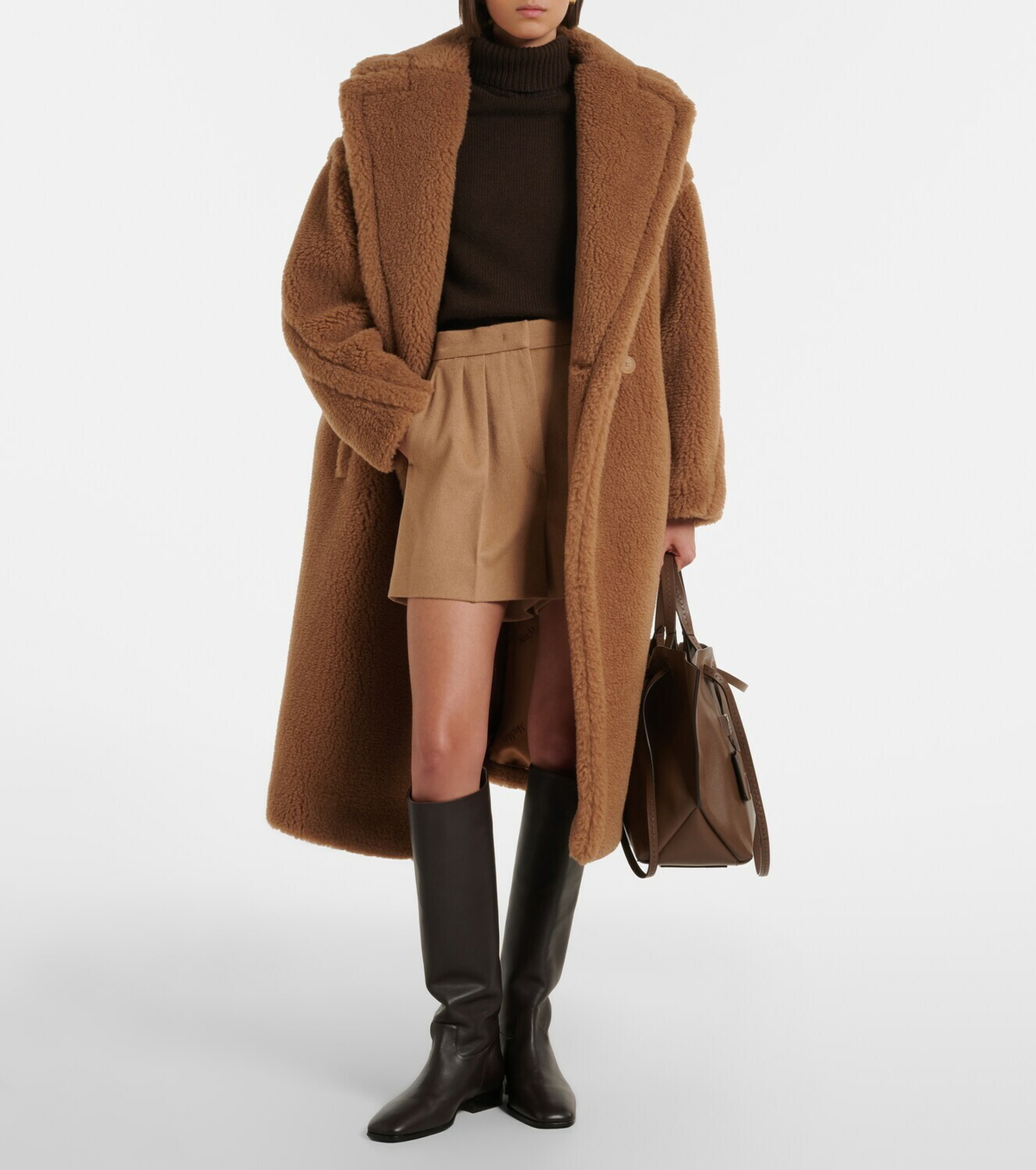Max Mara Pleated camel hair shorts