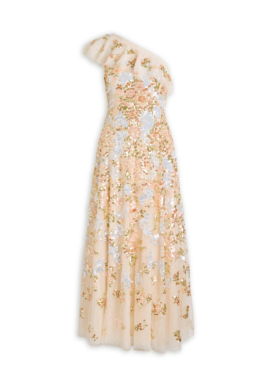 Needle & Thread Baroque Sequin-embellished Tulle Gown Cream
