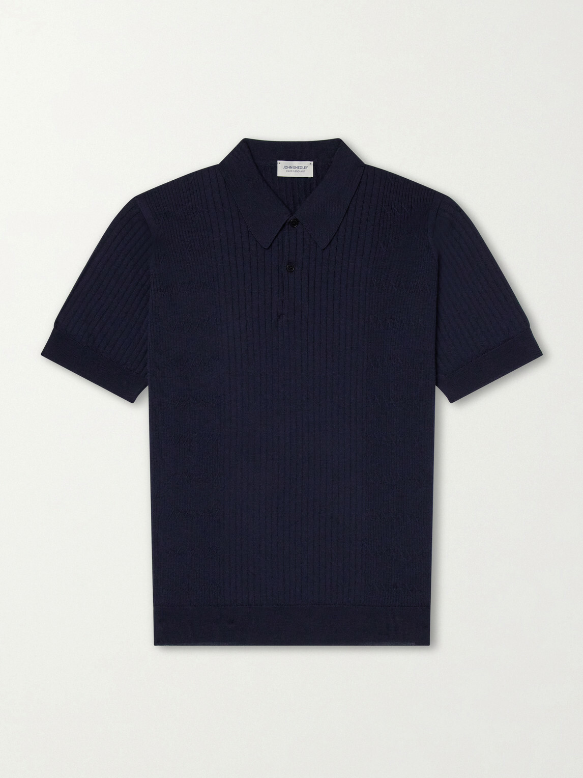 John Smedley - Croall Ribbed Merino Wool Polo Shirt - Blue