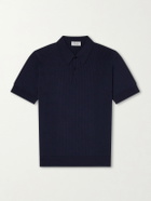 John Smedley - Croall Ribbed Merino Wool Polo Shirt - Blue