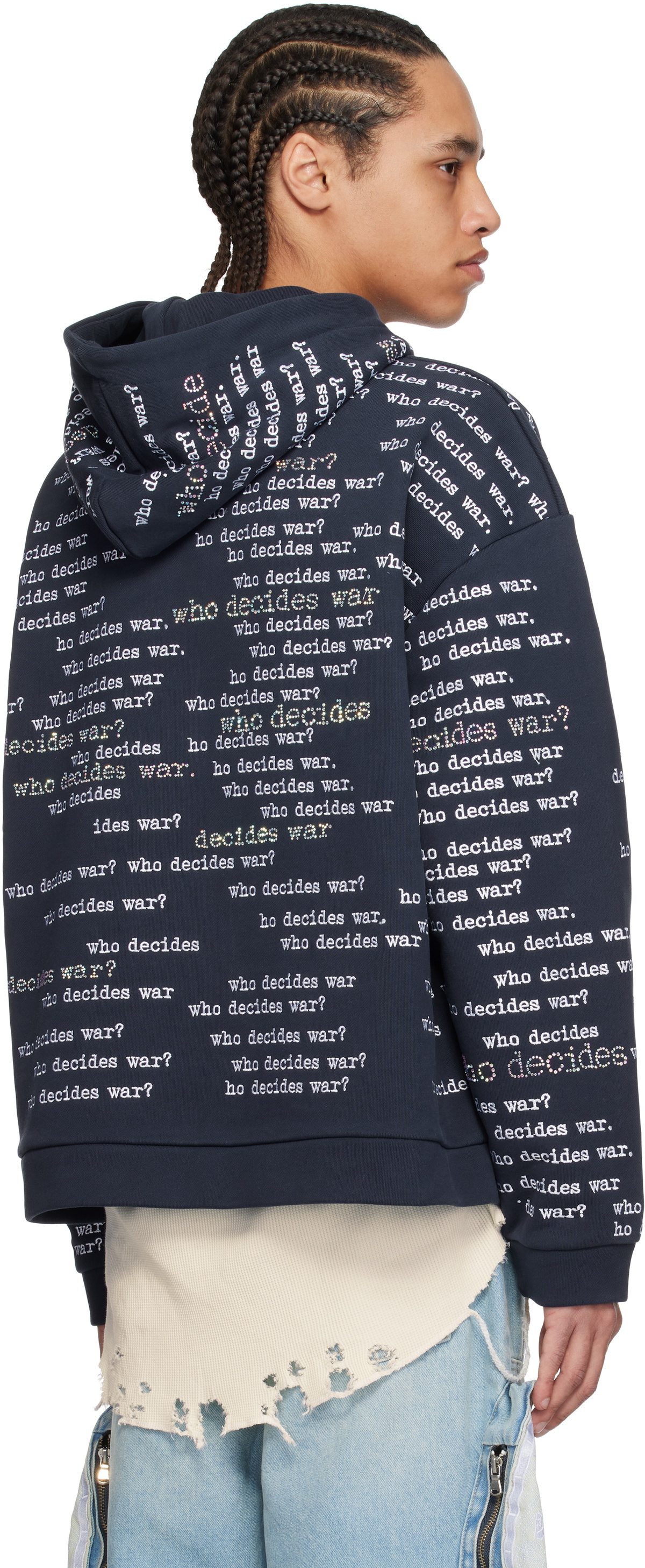 Who Decides War Navy WDW Scripture Hoodie WHO DECIDES WAR by