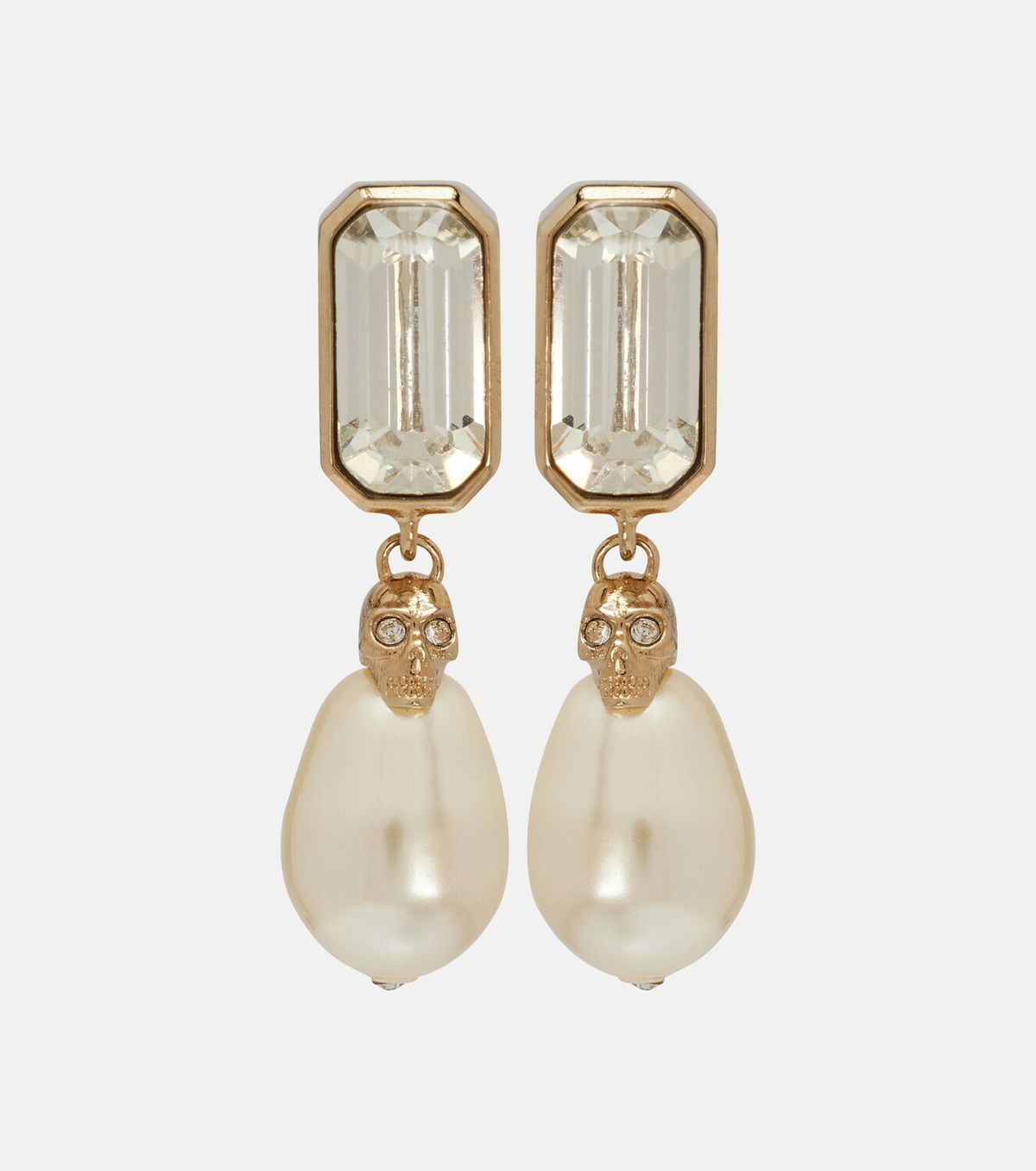 McQueen Skull embellished drop earrings