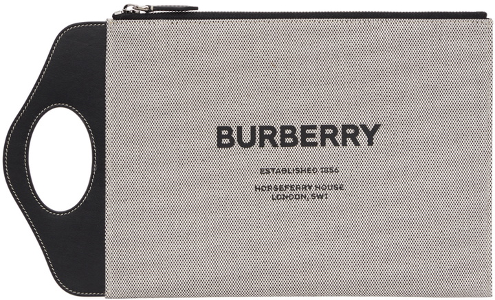 Photo: Burberry Black & White 'Horseferry' Pocket Handle Pouch