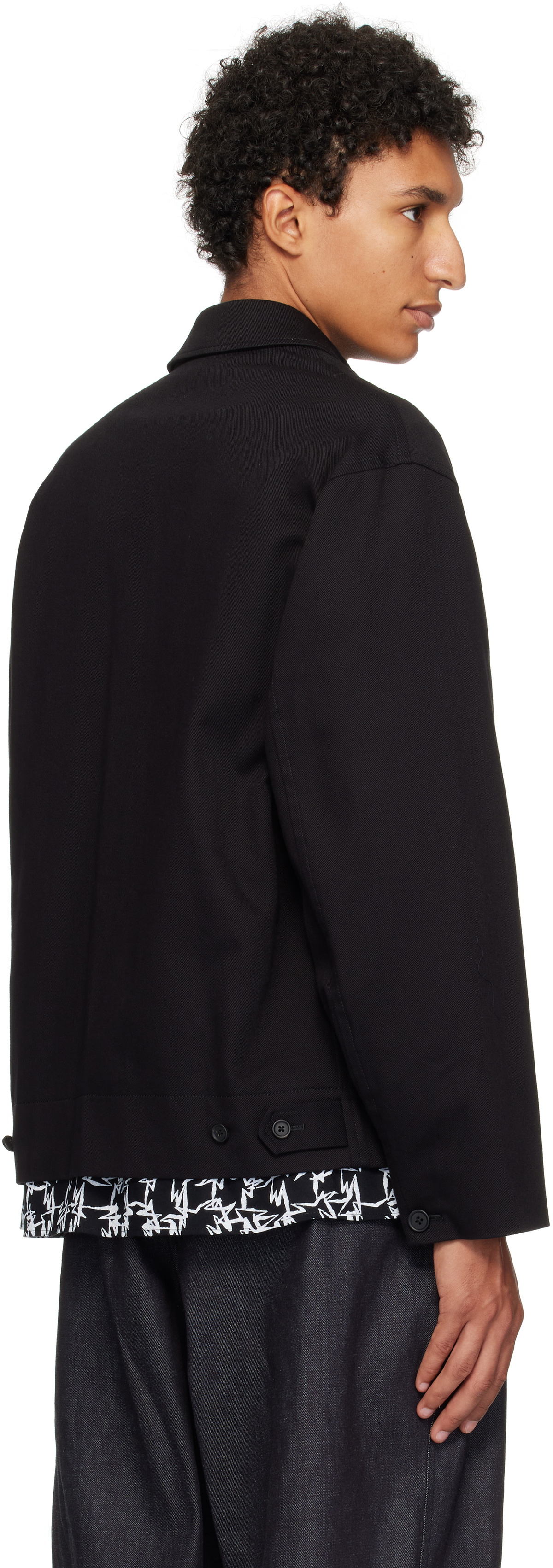 Y's For Men Black Katsuragi Zip Blouson Jacket