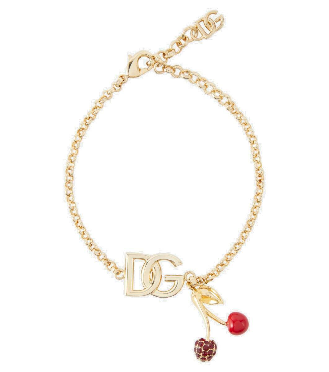 Dolce & Gabbana Silver Tone Chain Lobster Clasp Logo Gray Pearls Bracelet main image 1