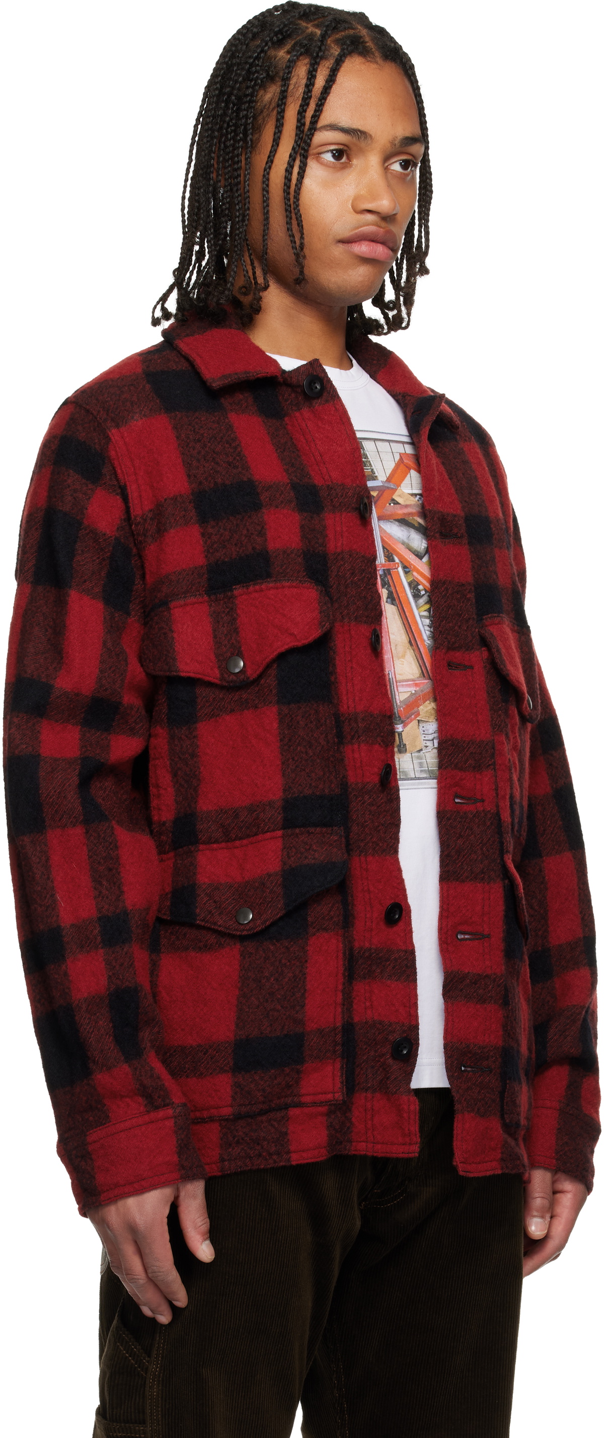 FILSON GARMENT 赤黒チェック ダッフルコートメンズ Junya Watanabe Red & Black Filson Check Jacket Junya Watanabe