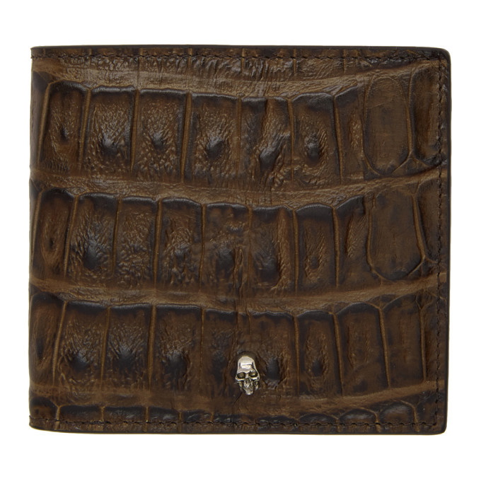 Photo: Alexander McQueen Brown Croc Skull Wallet