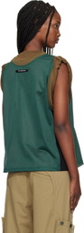 Andersson Bell Khaki & Green Layered Roll Up Basketball Jersey T-shirt