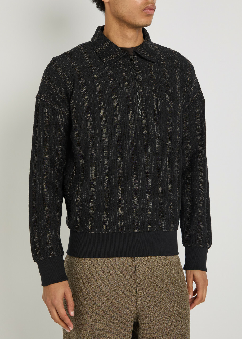 Oliver Spencer Lorimer Two-toned Cotton-blend Polo Jumper Black