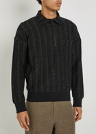 Oliver Spencer Lorimer Two-toned Cotton-blend Polo Jumper Black