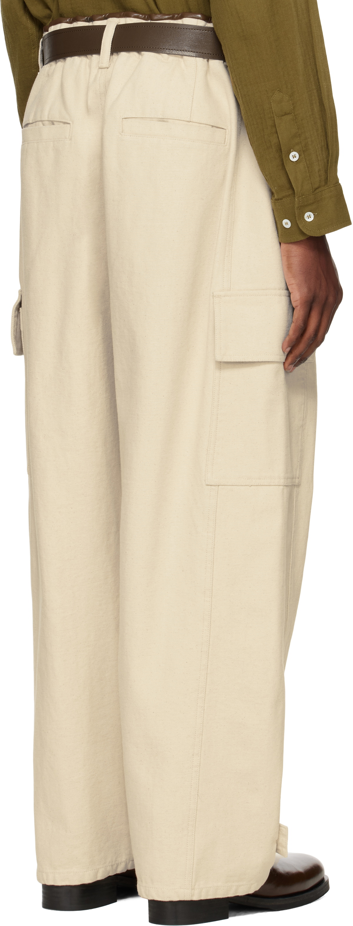 System Off-White Cotton Binded Cargo Pants