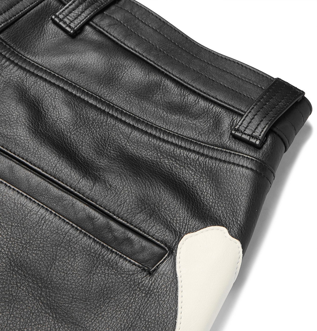 Blackmeans - Slim-Fit Appliquéd Leather Trousers - Black