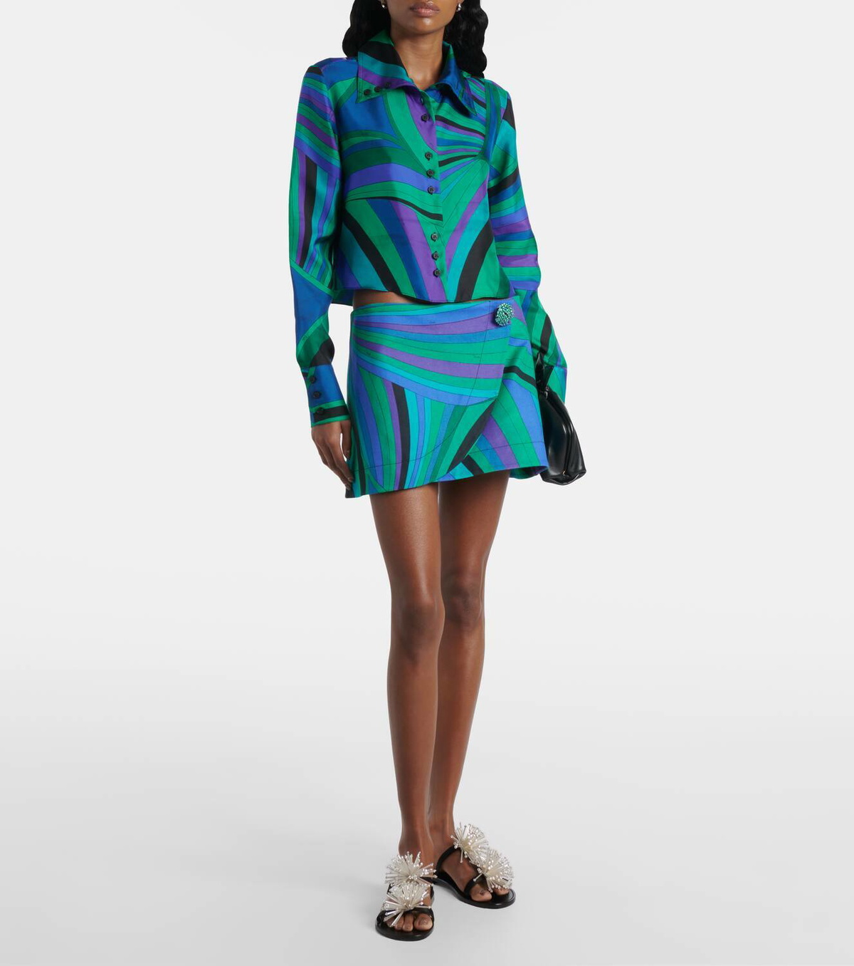 Pucci Iride cotton-blend wrap skirt