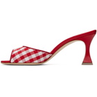 Manolo Blahnik Red & White Jadara Heeled Sandals