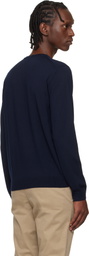 BOSS Navy Slim-Fit Merino-Wool Sweater
