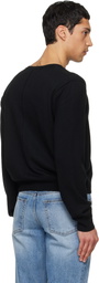 TONYWACK Black Super Fine Wool Crew-Neck Cardigan