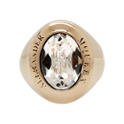 Alexander McQueen Gold and Crystal Jewelled Logo Ring