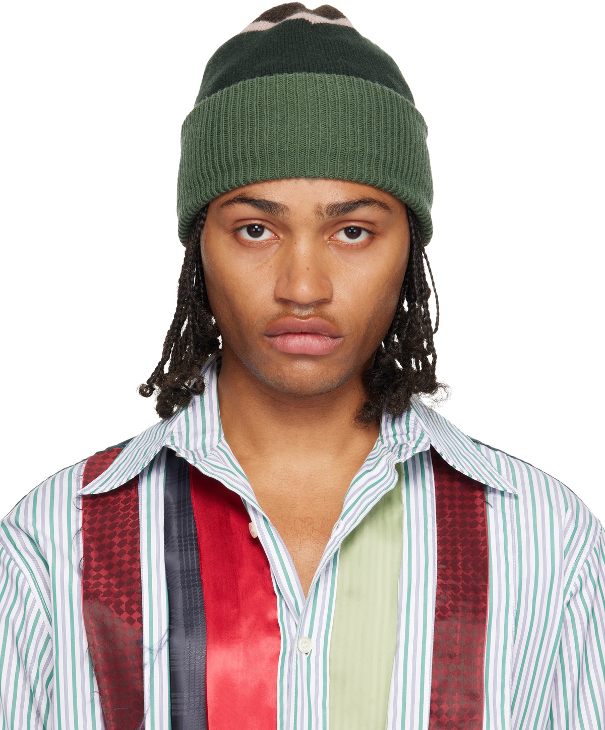 Edward Cuming Pink & Red Aaron Knit Beanie Edward Cuming