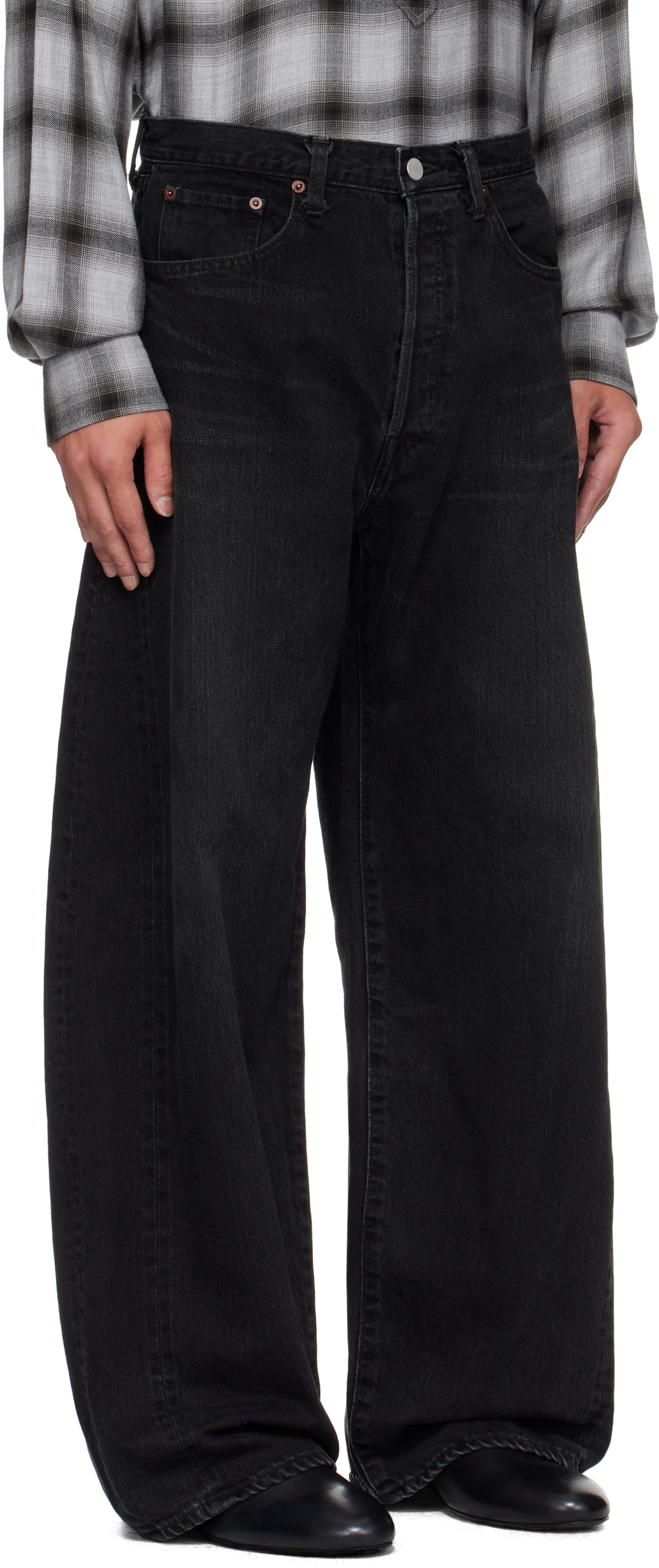 stein Black Deformation Wide Jeans