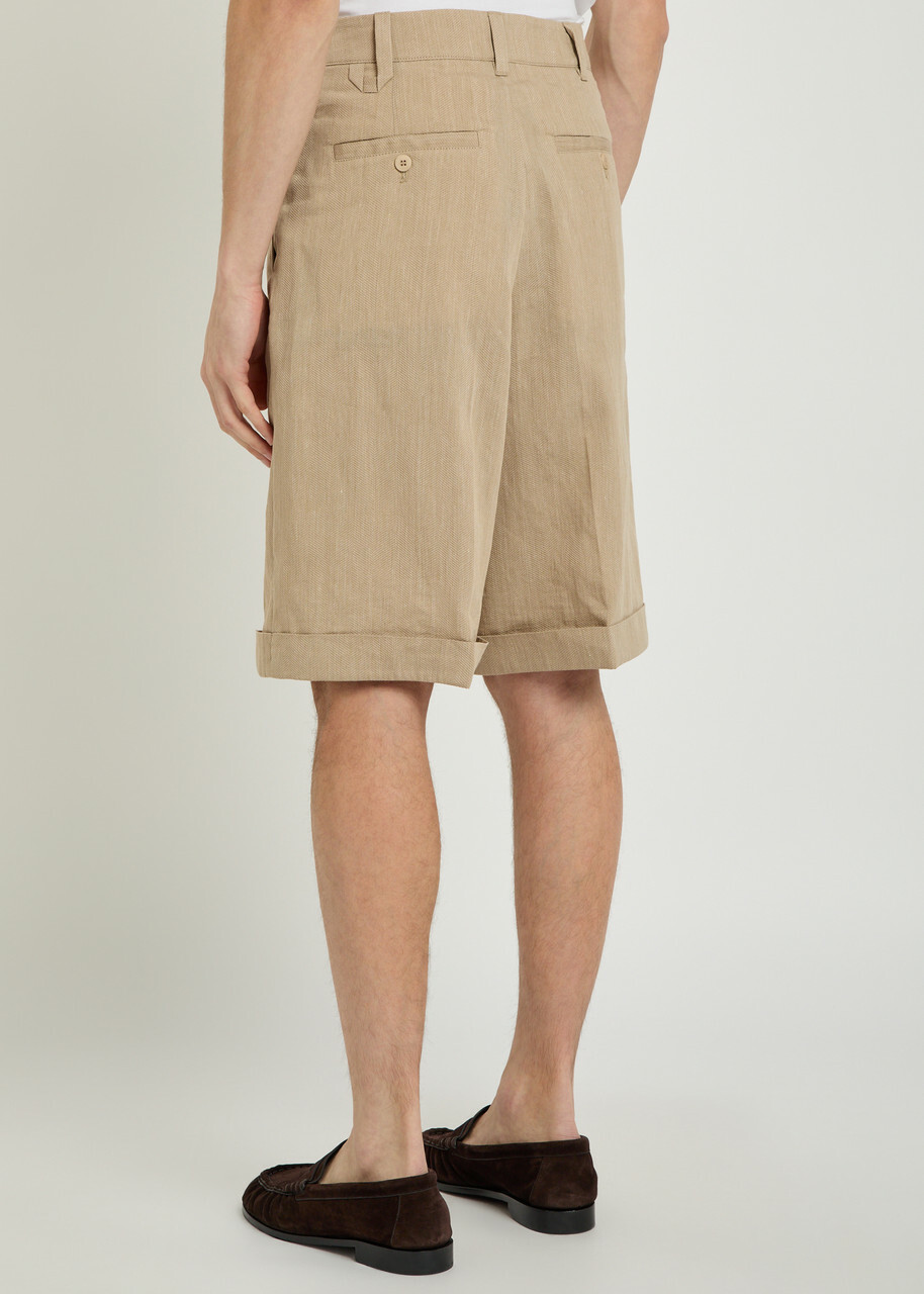 Jacquemus Le Short Pastro Herringbone Linen-blend Shorts Beige
